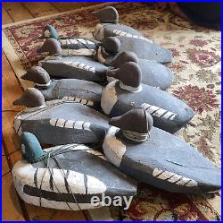 10 Vintage Hand carved/painted Wooden Golden Eye Duck Decoys Maine