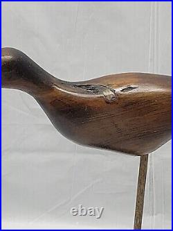 1972 Carved Decoy Shorebird H. V. Shourds signed natural wood 9.5 in #4576