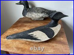 (2) Antique Duck Decoys Wooden 1 Signed White Decoy Americana
