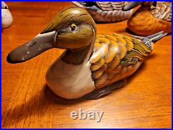 4 Beautiful Painted Vintage Wooden Duck Decoy Handmaid Unmarked 16L 8 T 6 W