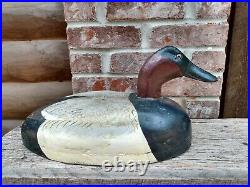 Antique Carved Painted Wood Duck Decoy Canvasback Drake Bobtail Style