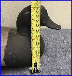 Antique Carved Wood Duck Decoy Painted Black/White