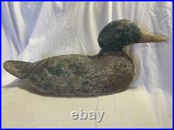 Antique Carved Wooden Working Decoy Metal Eye Mallard with Old Paint