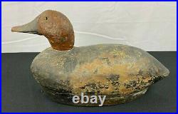Antique Decoy Duck Canvasback Drake Primitive Wood Carved