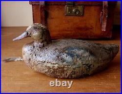 Antique Early Painted Cork Decoy Duck. Wood Beak. Vintage Folk Art Bird