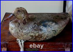 Antique Early Painted Cork Decoy Duck. Wood Beak. Vintage Folk Art Bird