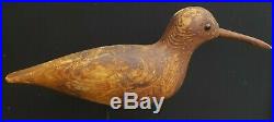 Antique Glass Eyed Shorebird Decoy Carving Unpainted Factory Mason Dodge