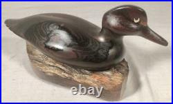 Antique Hand Carved Hardwood Walnut Mallard Duck Decoy Waterline Figure