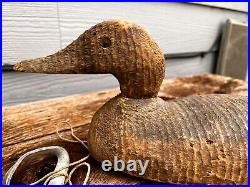 Antique Handmade Wood Duck Decoy Original Working Folk Art Unique Grain Vintage