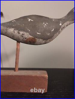 Antique Primitive Carved and Painted Shorebird Decoy Turned Head