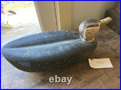 Antique Primitive Painted Duck Wooden Working Decoy Glass Eye Signed with Warranty