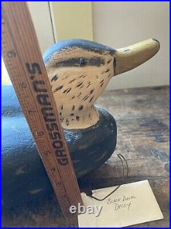 Antique Primitive Painted Duck Wooden Working Decoy Glass Eye Signed with Warranty