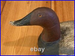 Antique Red Head Duck Decoy, Hand Carved