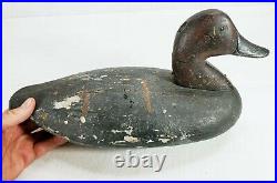 Antique Solid Body Wood Hand Carved Duck Decoy Glass Eyes