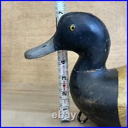 Antique Vintage Bluebill Drake Scaup Wood Duck Decoy Glass Eyes Handmade Painted