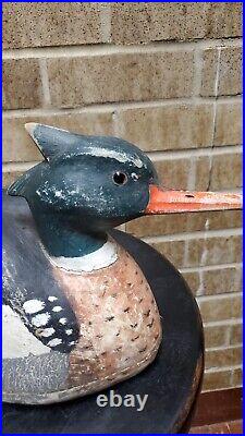 Antique Vintage Hand Carved & Painted Wooden Duck Decoy Signed