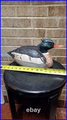 Antique Vintage Hand Carved & Painted Wooden Duck Decoy Signed