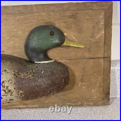Antique Vtg Cork Wooden Duck Decoy Hand Carved Wall Hanging Art Picture Painted