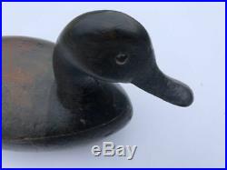 Antique Wood Duck Decoy, Glass Eyes, Initials SGH