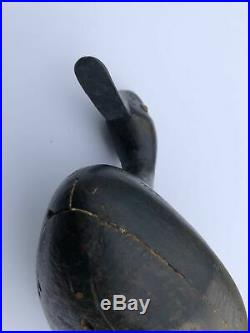 Antique Wood Duck Decoy, Glass Eyes, Initials SGH
