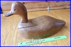 Antique Wooden Duck Decoy Glass Eye Hunting Bird Mallard Hand carved Vintage