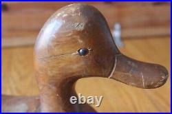 Antique Wooden Duck Decoy Glass Eye Hunting Bird Mallard Hand carved Vintage