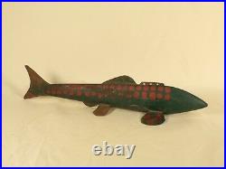 Antique Wooden Metal Painted Fish Decoy Lure MI Old Hand Made Ice Fishing Spear