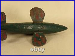 Antique Wooden Metal Painted Fish Decoy Lure MI Old Hand Made Ice Fishing Spear