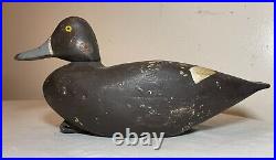 Antique hand carved wood Folk Art MSH bluebill Drake duck decoy bird sculpture