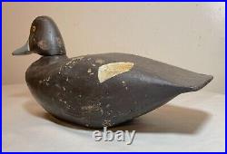 Antique hand carved wood Folk Art MSH bluebill Drake duck decoy bird sculpture