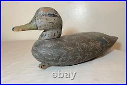 Antique hand carved wood Folk Art mallard duck decoy shore bird sculpture black