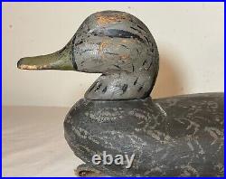 Antique hand carved wood Folk Art mallard duck decoy shore bird sculpture black