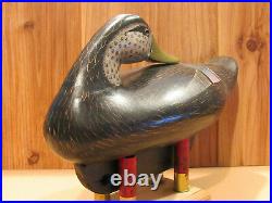 Black Mallard Duck Decoy Turned Head Preener Original Working Paint Vintage LOOK