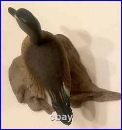 C. W. Waterfield Hand Carved Blue Winged Teal Miniature Decoy Duck Folk Art