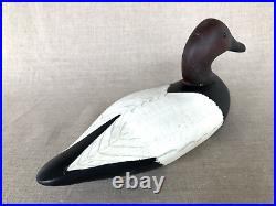 Canvasback Drake, carved wood decorative duck decoy, signed and dated, 1972