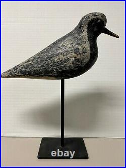 Carved Black-bellied Plover Shorebird Decoy by Nate Kirby, Stamped NK, Tack Eyes