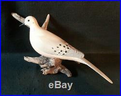 Carved Hunting Duck Dove Decoy on Driftwood Signed Eddie Wozny Cambridge MD