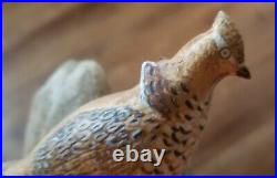 Carved Wooden Bird Folk Art Grouse hunting decoy Pair Mini