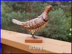 Carved Wooden Bird Folk Art Grouse hunting decoy forslund 1960