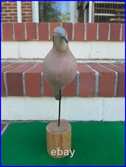 Carved Wooden Dove or Pigeon Decoy Bird Duck Signed Capt Harry Jobes