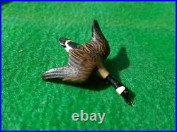 Carved Wooden Miniature Goose Duck Decoy Pin Brooch Signed Tuts Lawson Crisfield