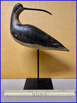 Curlew Shorebird Decoy Carving by Nate Kirby -Initials Nk on Belly, Glass Eyes