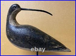 Curlew Shorebird Decoy Carving by Nate Kirby -Initials Nk on Belly, Glass Eyes
