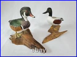 Curtis Waterfield (1926-2017) Miniature Wooden Duck Decoys Shoveler & Wood Duck