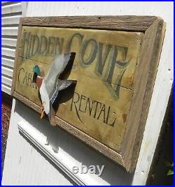 Decoys sign. Wooden original hand painted duck cabin decor repurposed wood