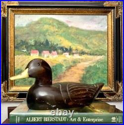 Duck Decoy Carved Wood with Brass Details Collectibles Vintage Decor