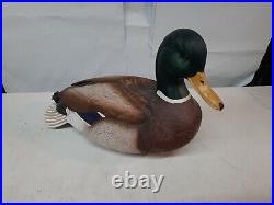 Duck Decoy Hand Carved Hand Painted Wood Glass Eyes Sharon McKinley Loon Lake