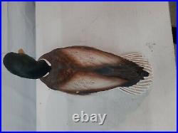 Duck Decoy Hand Carved Hand Painted Wood Glass Eyes Sharon McKinley Loon Lake