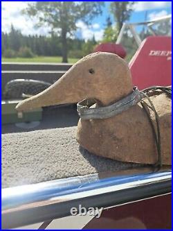 Duck Decoy Vintage hand carved wood Rustic With Wieght/ Swivel Head