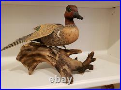 Duck Hand Carved Green Winged Drake Vintage